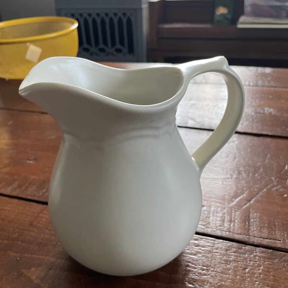 Vintage White Pfaltzgraff Ironstone Creamer Gazebo Farmhouse Kitchen Decor